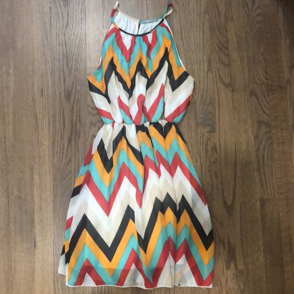 Chevron Print Chiffon Dress
